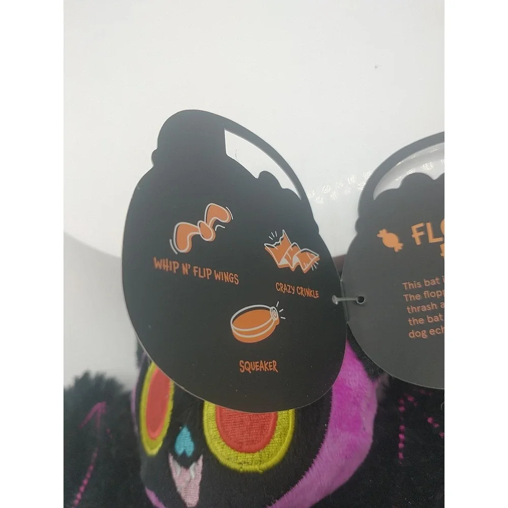 BarkBox Bat Outta Howl Halloween Plush Squeaky Dog Toy Purple Black Small NEW